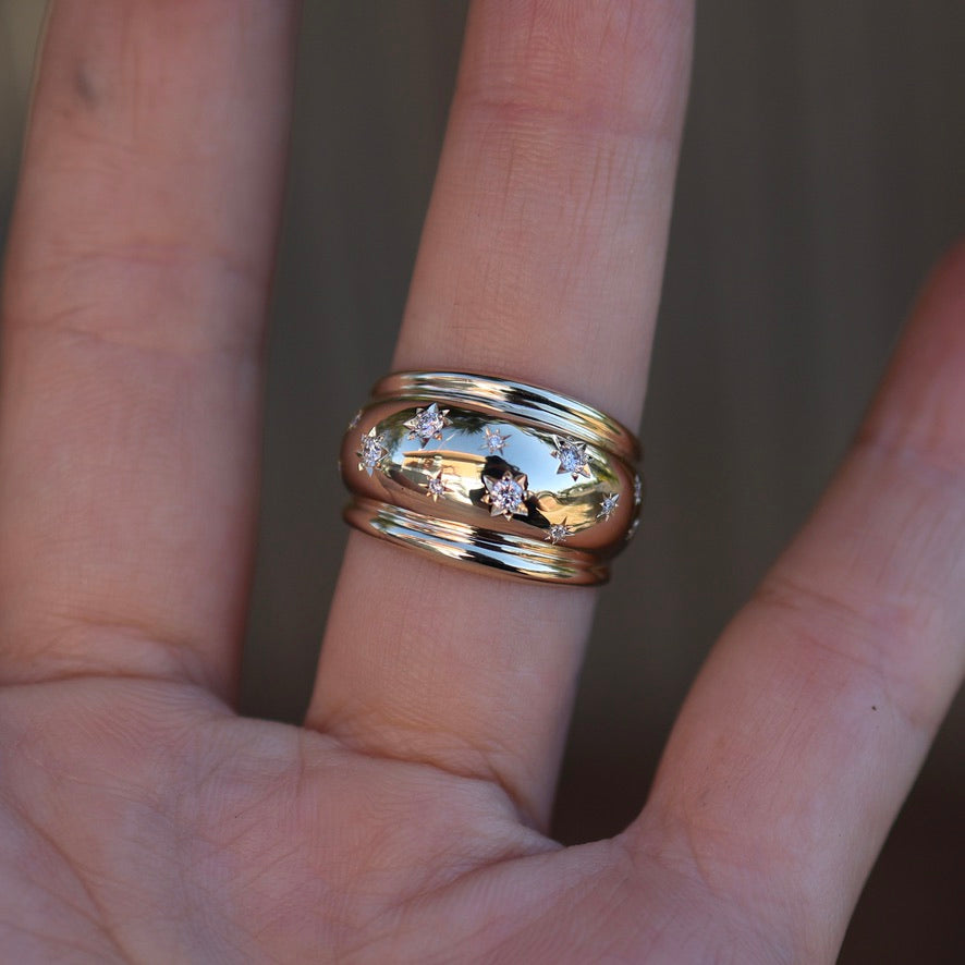 Dome Shape Ring|9ct Yellow Gold|Lab Diamonds|8.5