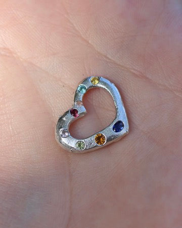 Heart Pendant - Lab Sapphire, Citrine, Garnet, Peridot