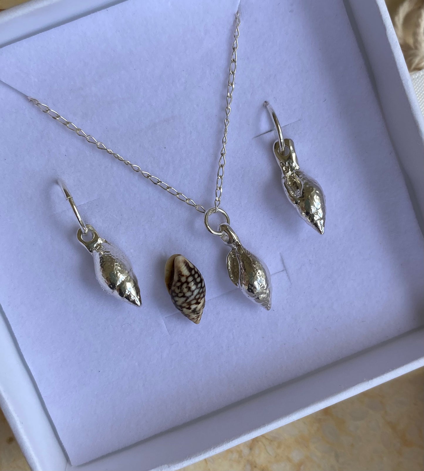 Spiral Shell Pendant & Earring Set - READY TO SHIP