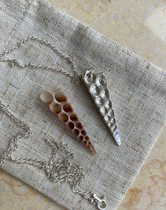 Half Spiral Shell Pendant Large - READY TO SHIP