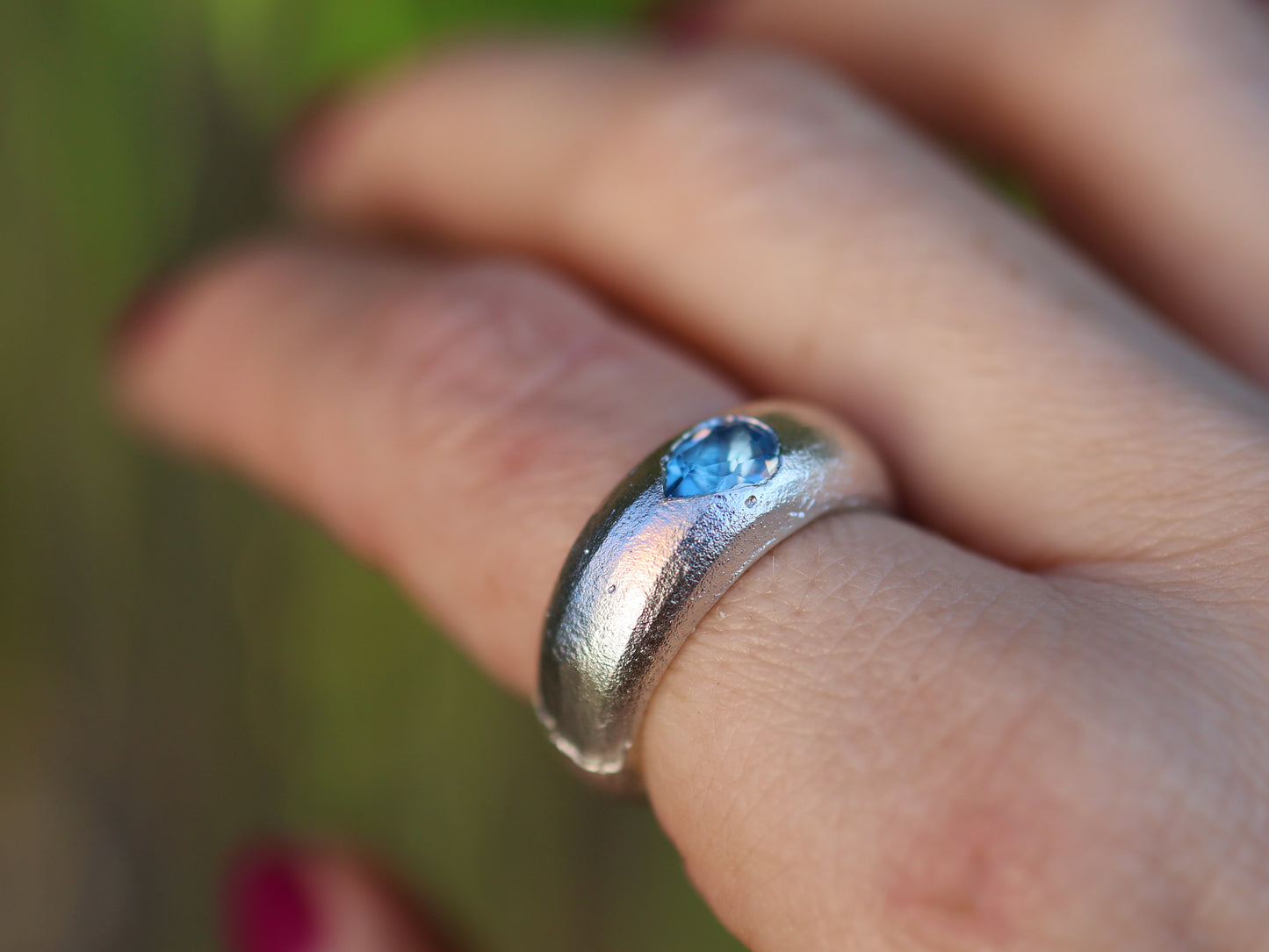 Tear Drop Sapphire Ring - Lab Sapphire - 8.5