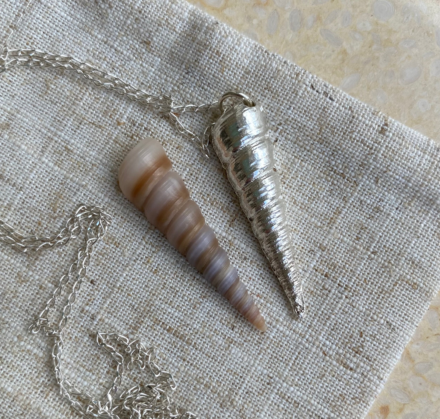 Half Spiral Shell Pendant Large - READY TO SHIP