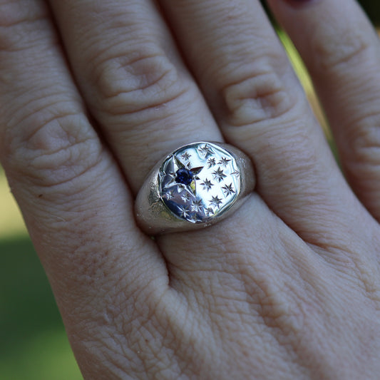 Starry night signet ring