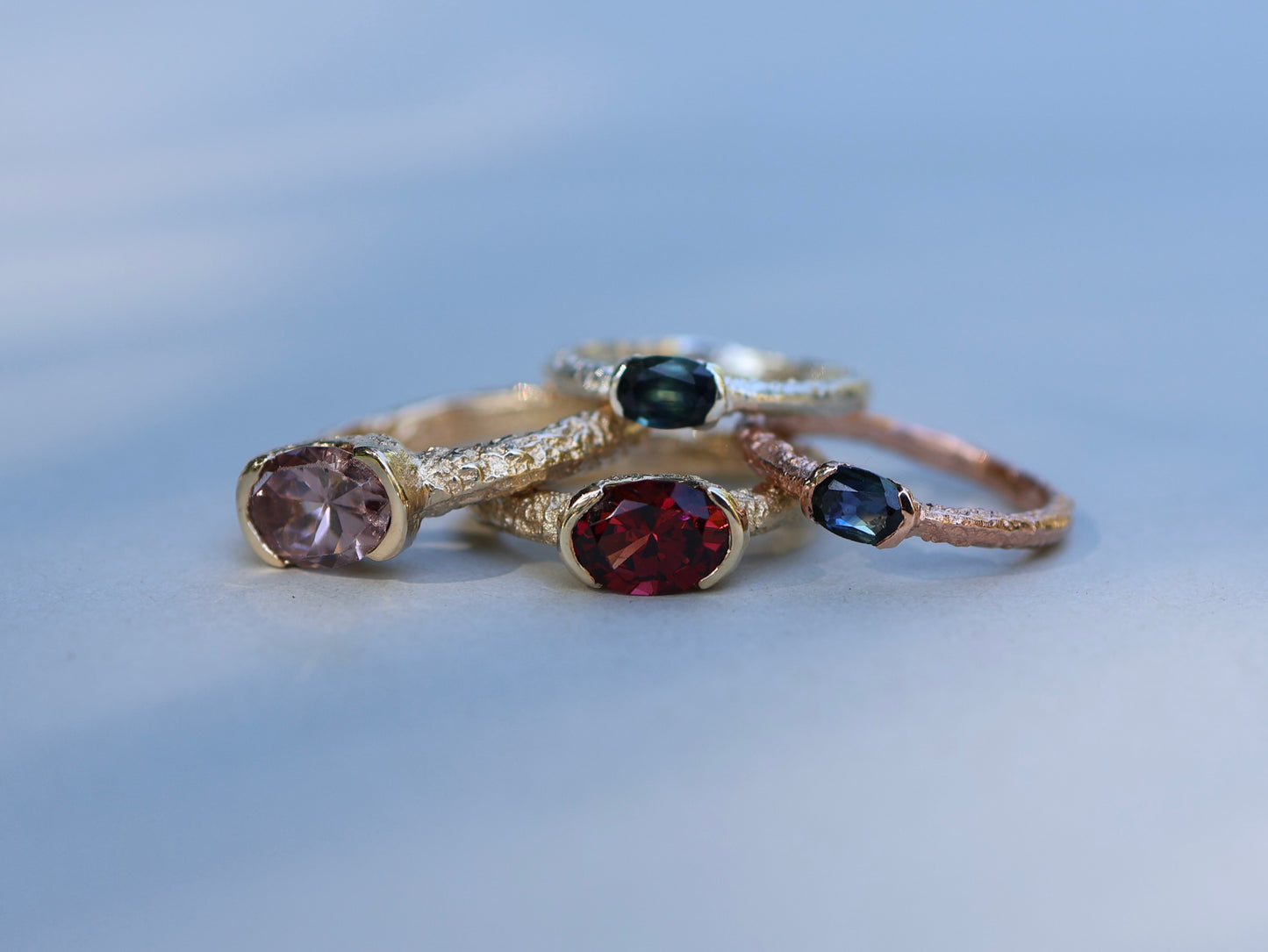 Castle Ring - PARTI SAPPHIRE - 9ct ROSE GOLD - READY TO SHIP- 6