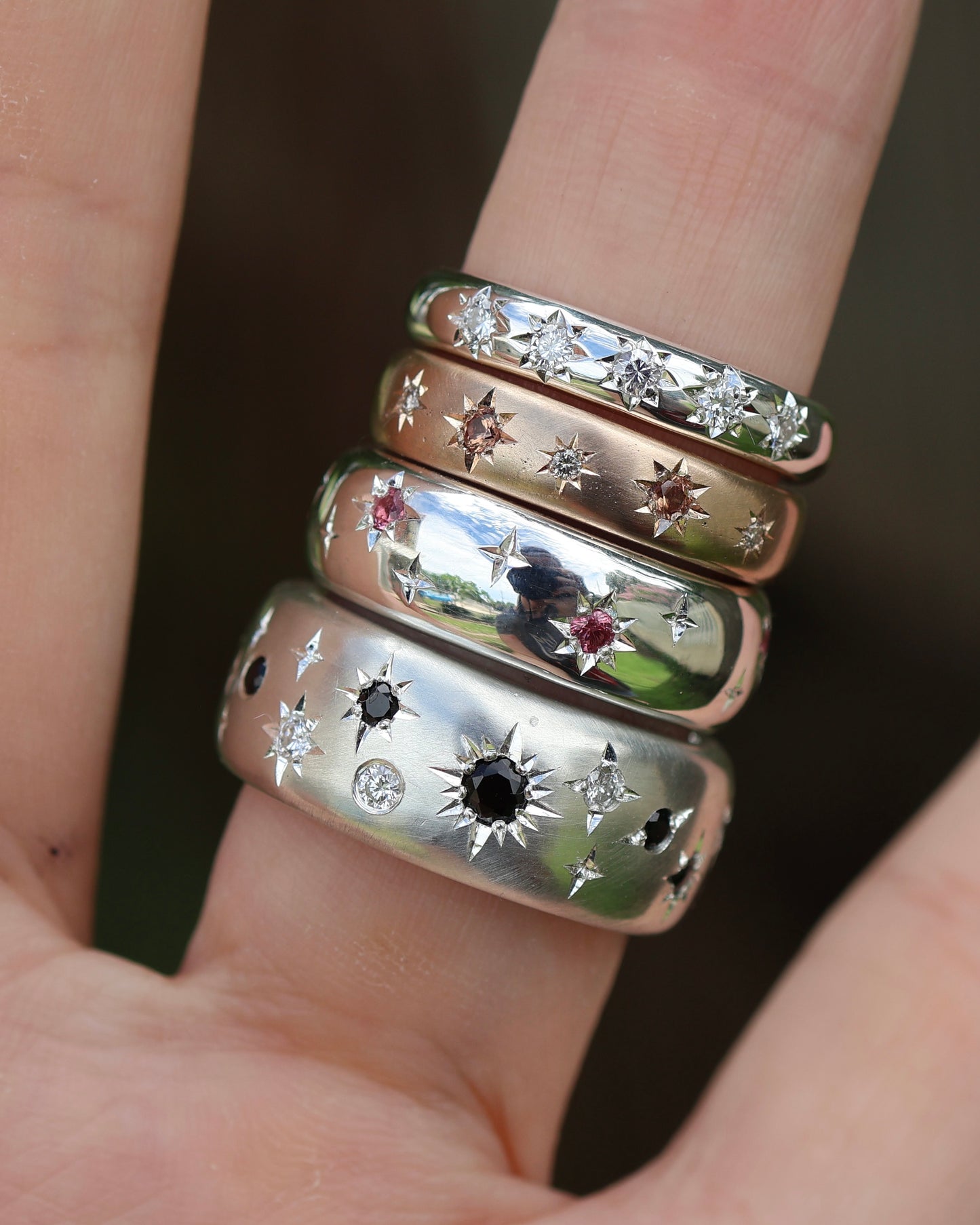 Galaxy Band - Tourmaline + Lab Diamond