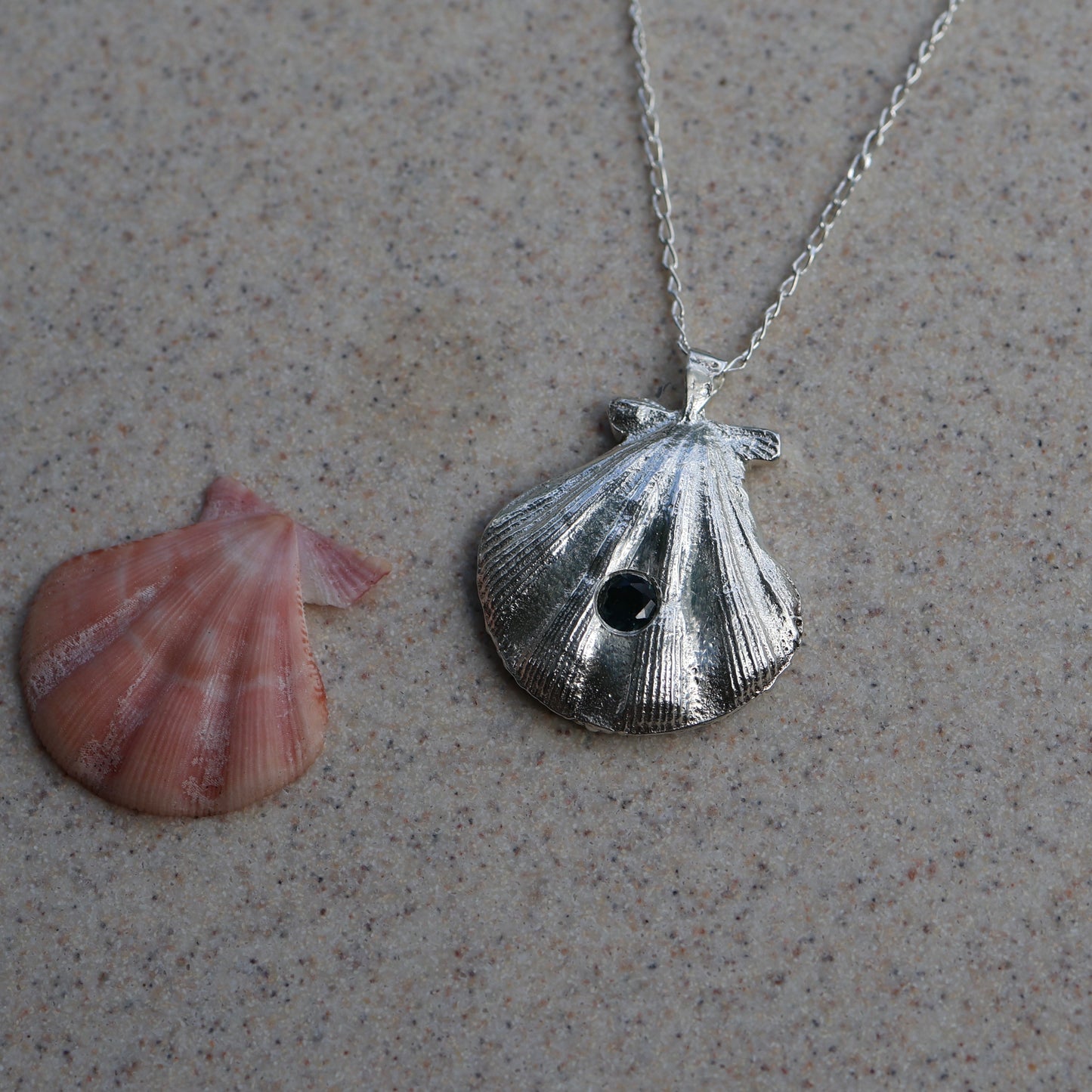 Large Fan Shell with Parti Sapphire