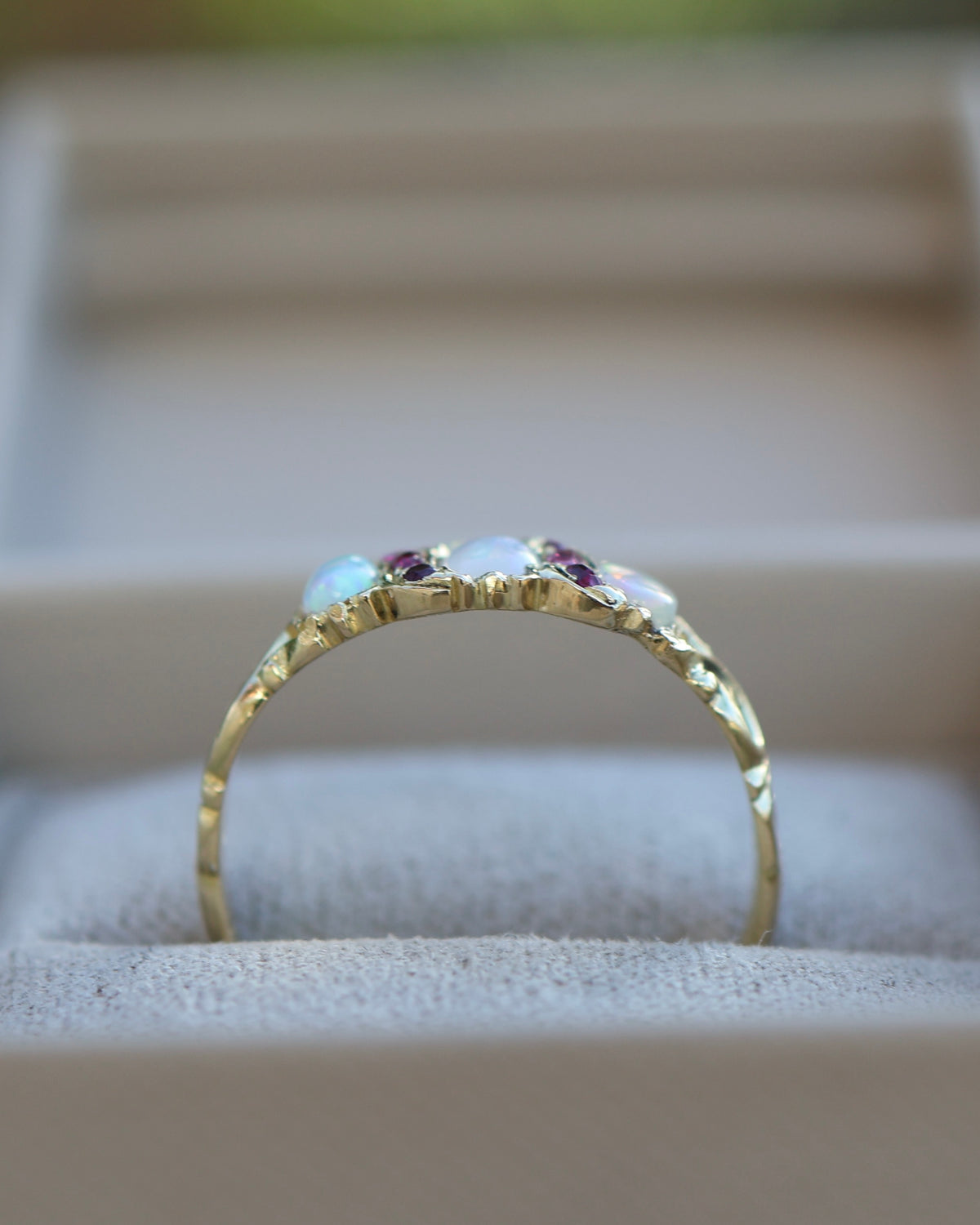 Gemstone Ring | 18ct Yellow Gold | Opal & Rubies | 9