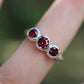 4: Trilogy Ring with Garnets|Sterling Silver|7.5/O