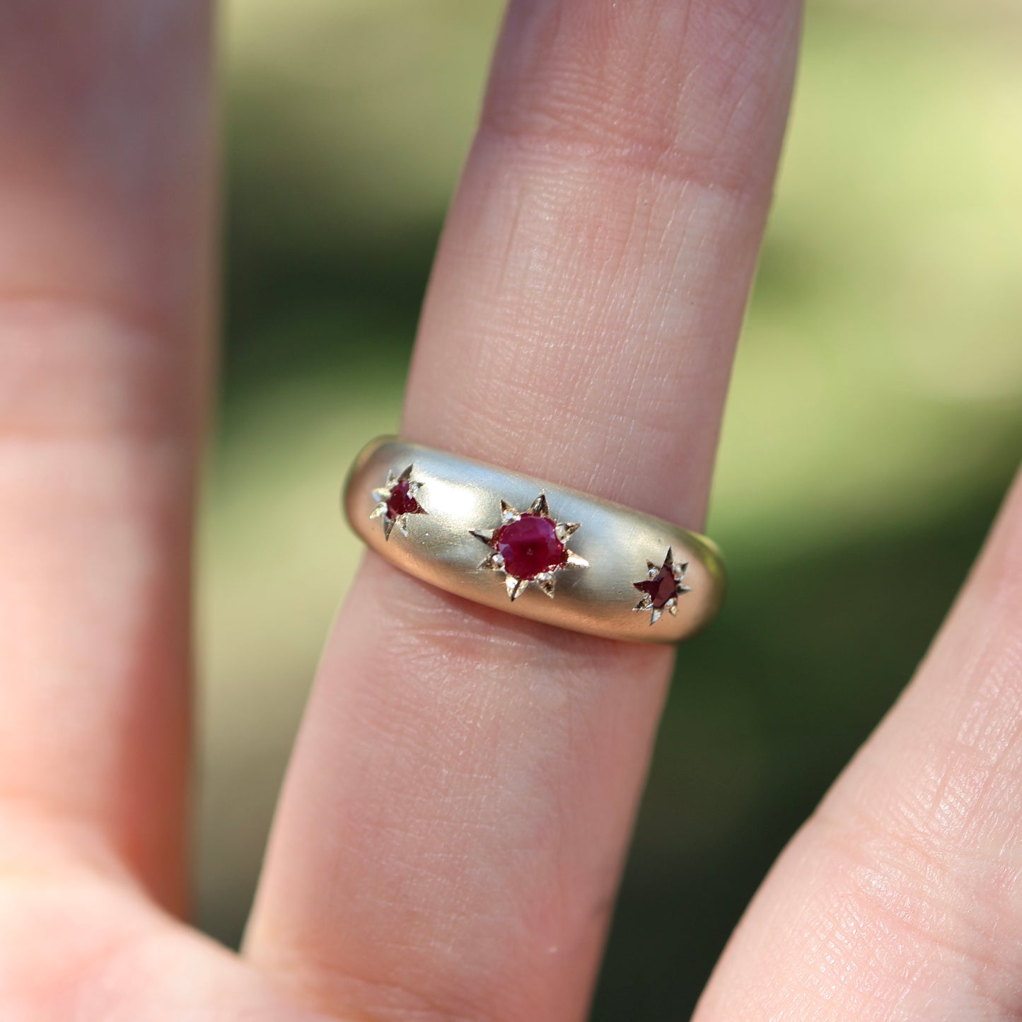 7: Astral Hoard Ring with Rubies|9ct gold| 7/N