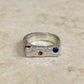 Pink & Blue Scatter Sand Signet Ring - READY TO SHIP