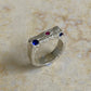 Pink & Blue Scatter Sand Signet Ring - READY TO SHIP