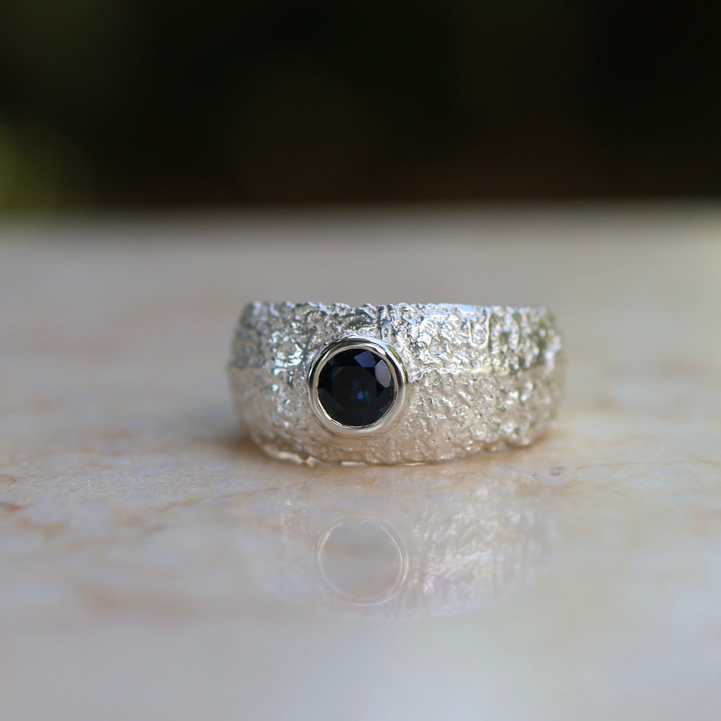 1: Textured Dome Ring with Parti Sapphire| 9.5/S