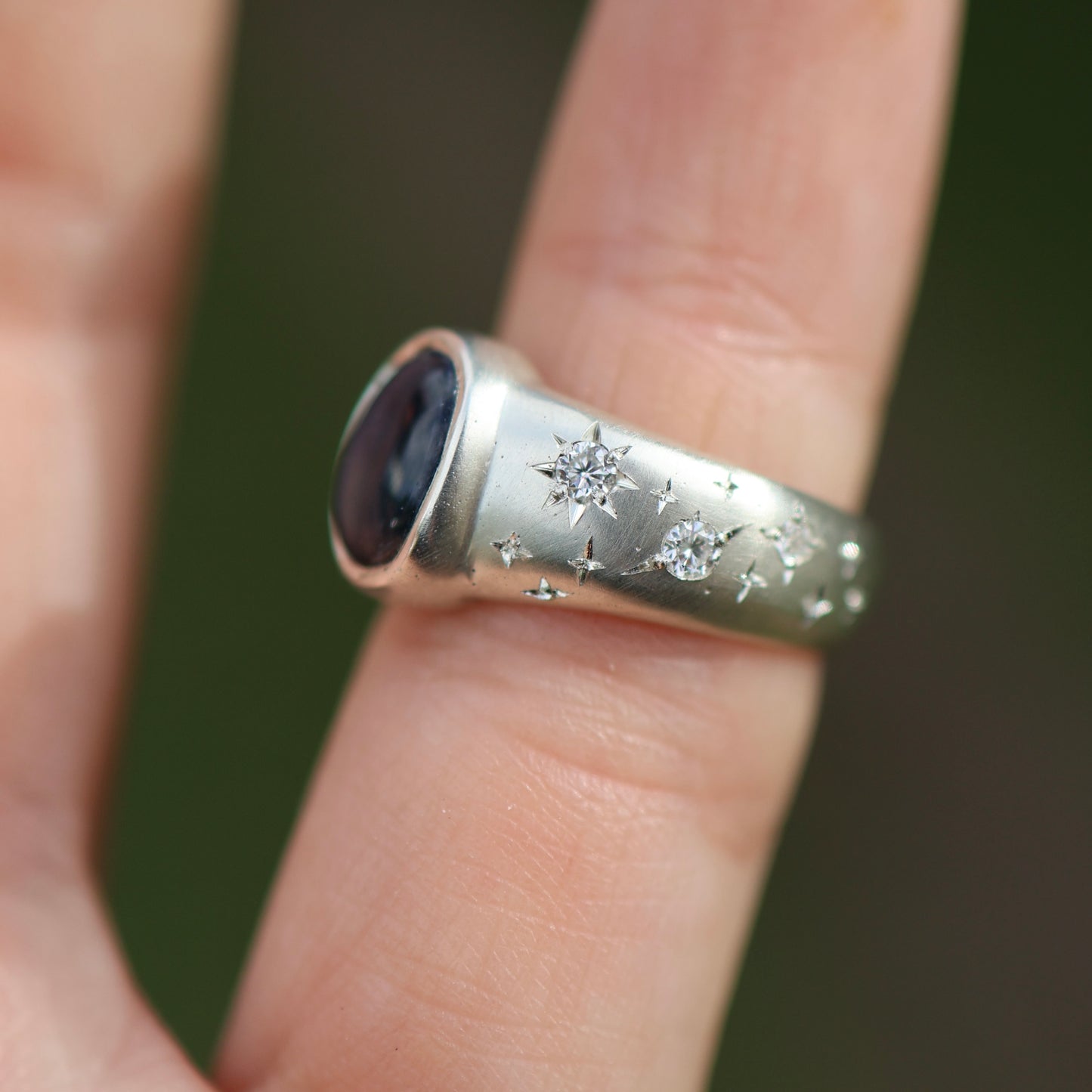 Galaxy Band Ring With Star Sapphire | 5