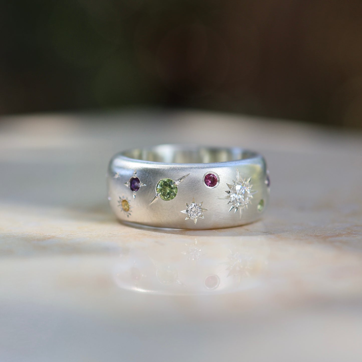 5: Galaxy Band with Mixed stones|Sterling Silver|9.5/S