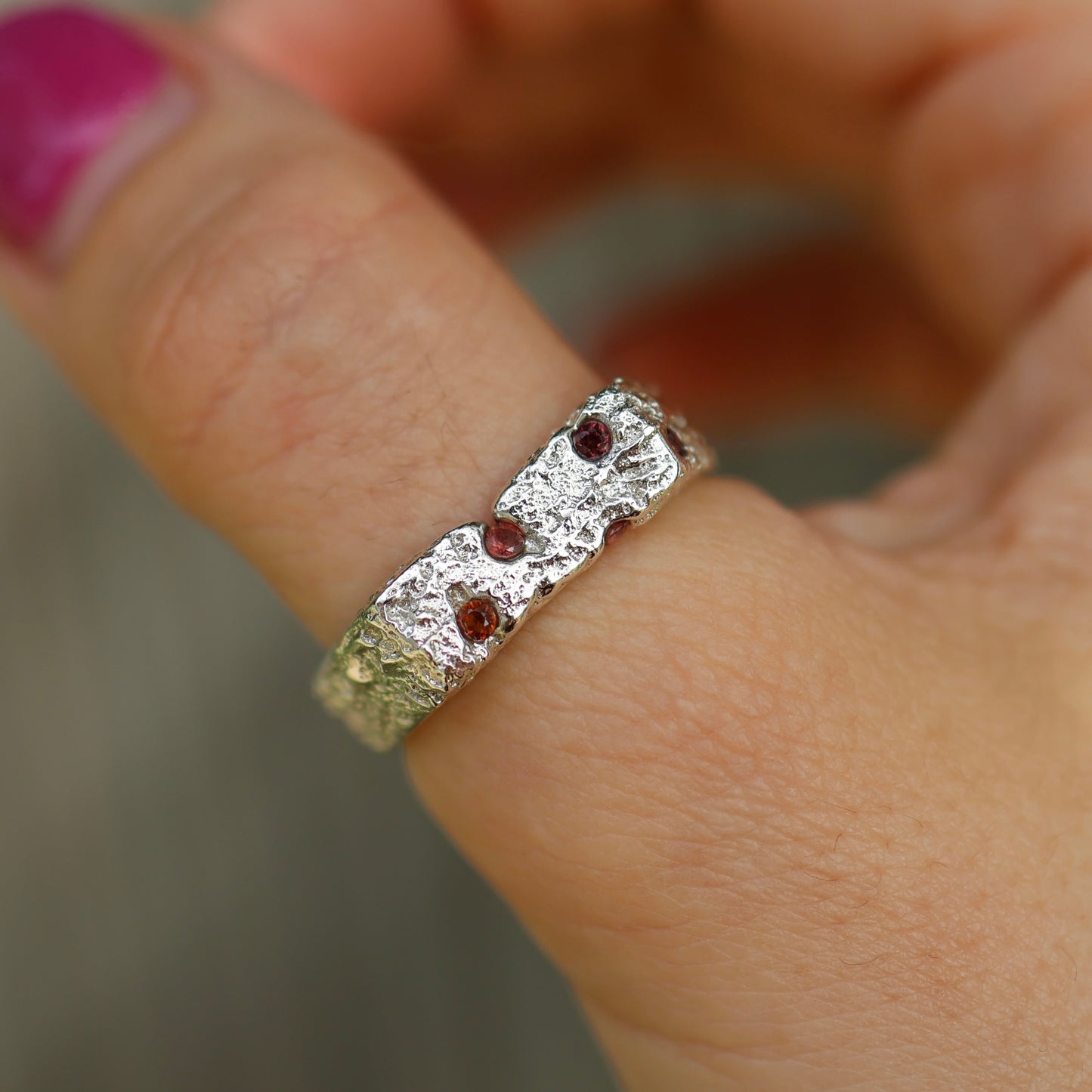 Orange Sapphire Square Sand Signet Ring - 10.5