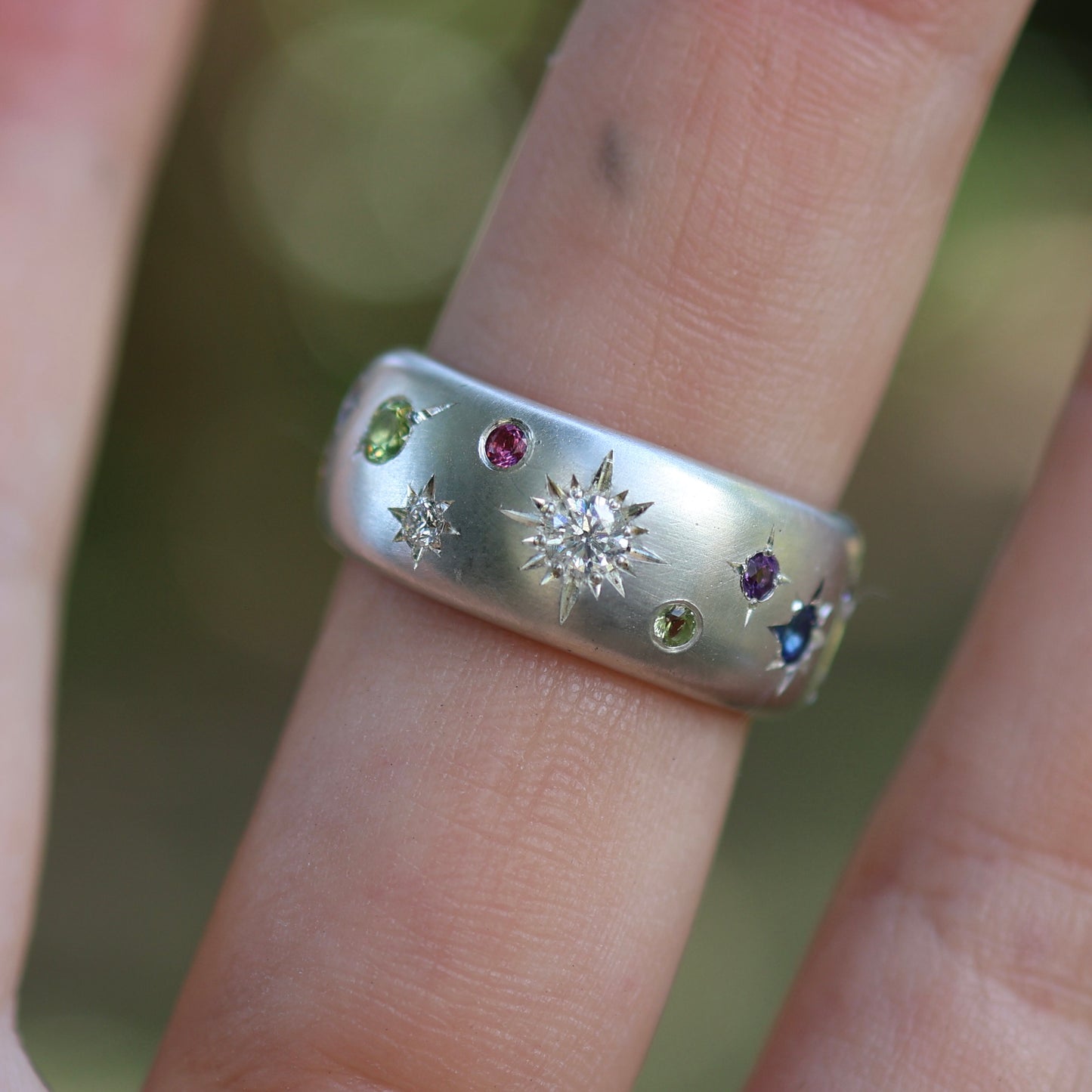 5: Galaxy Band with Mixed stones|Sterling Silver|9.5/S
