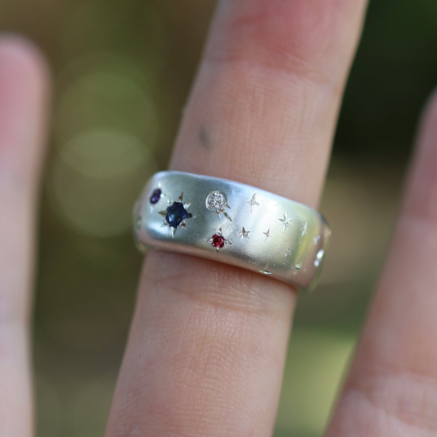 5: Galaxy Band with Mixed stones|Sterling Silver|9.5/S