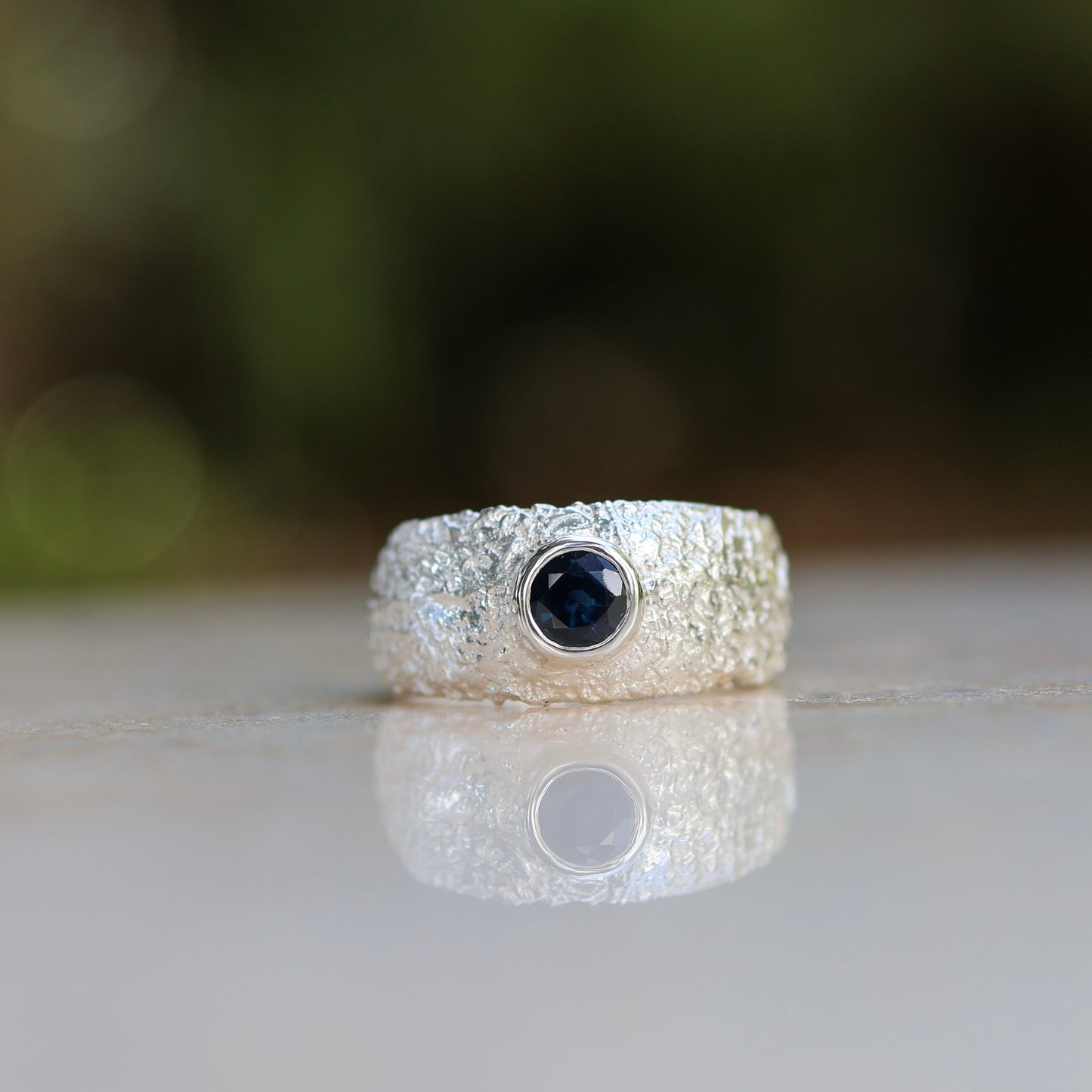 1: Textured Dome Ring with Parti Sapphire| 9.5/S