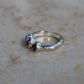 4: Trilogy Ring with Garnets|Sterling Silver|7.5/O