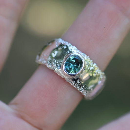 2: Sand Band with Sapphire|Sterling Silver|10/T