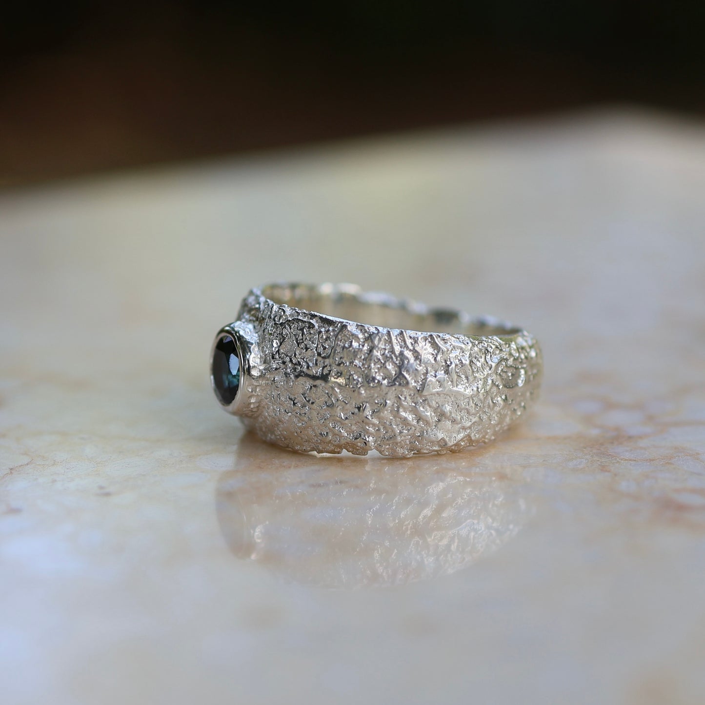1: Textured Dome Ring with Parti Sapphire| 9.5/S