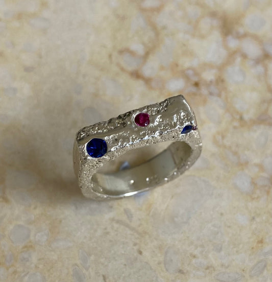 Pink & Blue Scatter Sand Signet - READY TO SHIP
