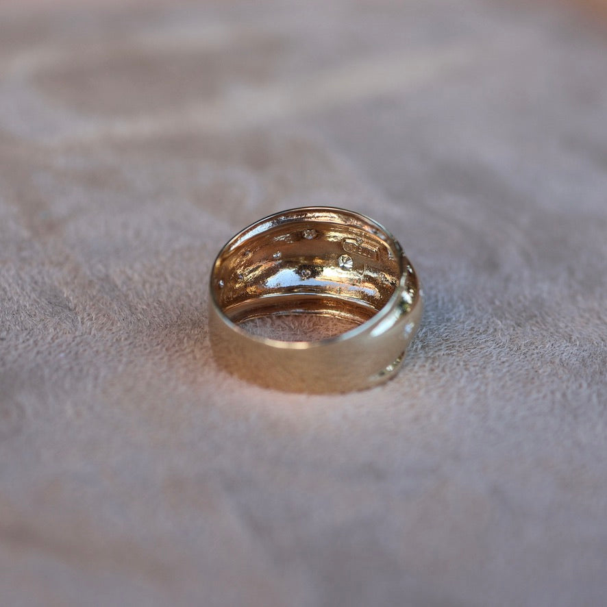 Dome Shape Ring|9ct Yellow Gold|Lab Diamonds|8.5