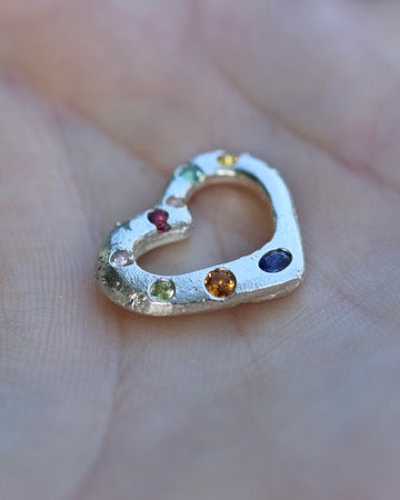 Heart Pendant -  Lab Sapphire, Citrine, Garnet, Peridot
