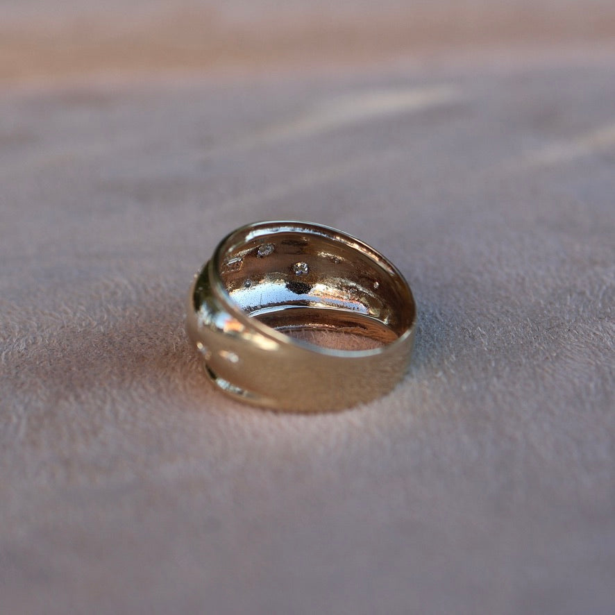 Dome Shape Ring|9ct Yellow Gold|Lab Diamonds|8.5