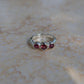 4: Trilogy Ring with Garnets|Sterling Silver|7.5/O