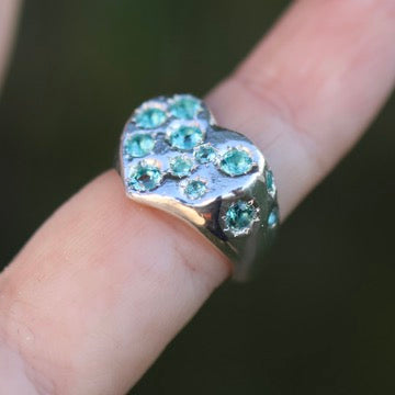 Aqua Heart Ring -  Lab Tourmaline