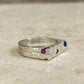 Pink & Blue Scatter Sand Signet Ring - READY TO SHIP