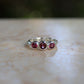 4: Trilogy Ring with Garnets|Sterling Silver|7.5/O