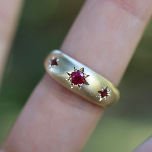 7: Astral Hoard Ring with Rubies|9ct gold| 7/N