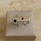 Pink & Blue Scatter Sand Signet Ring - READY TO SHIP