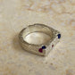 Pink & Blue Scatter Sand Signet Ring - READY TO SHIP