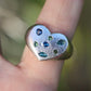 Green & Blue Heart Ring -  Lab Sapphires + Lab Peridot - 7