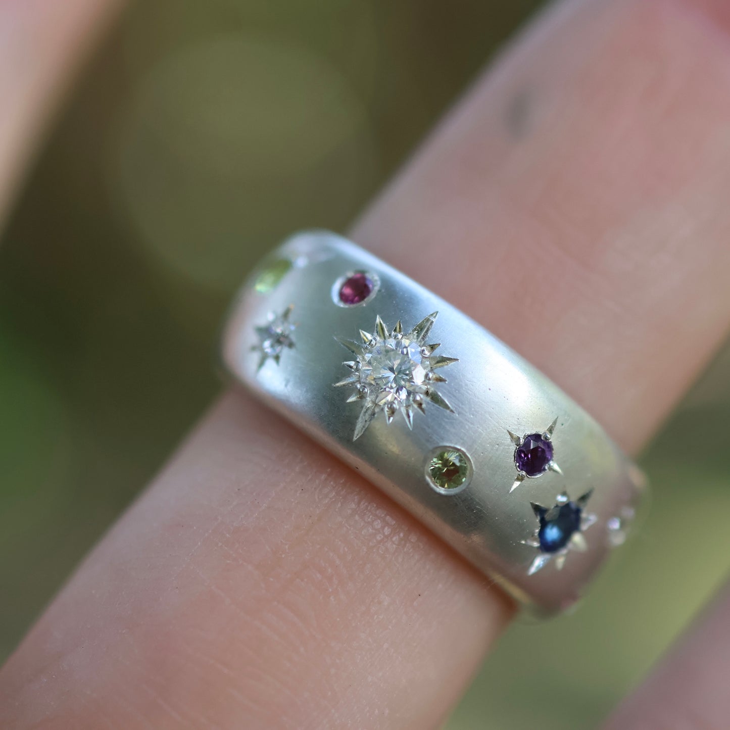 5: Galaxy Band with Mixed stones|Sterling Silver|9.5/S