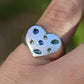Green & Blue Heart Ring -  Lab Sapphires + Lab Peridot - 7
