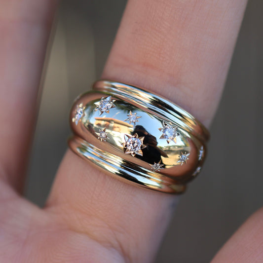Dome Shape Ring|9ct Yellow Gold|Lab Diamonds|8.5