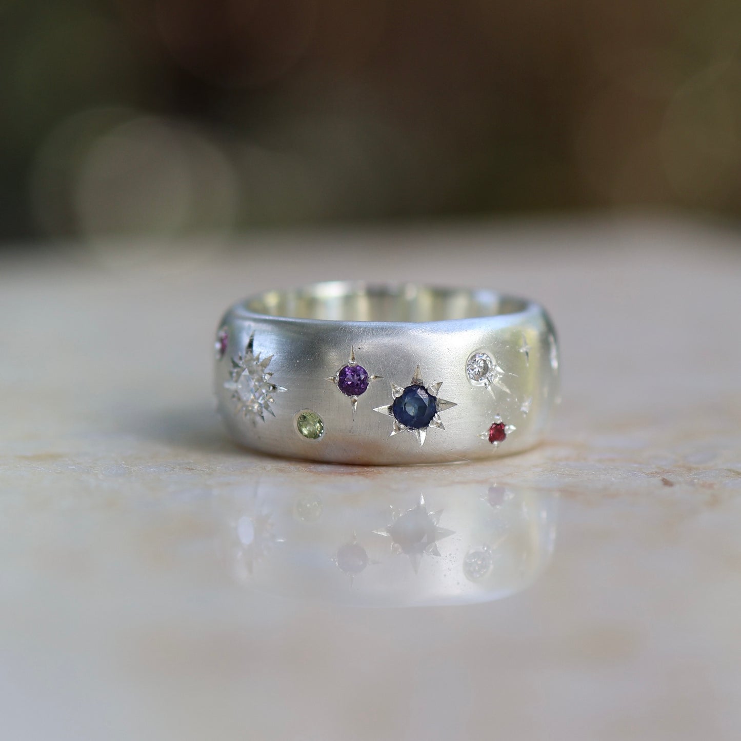 5: Galaxy Band with Mixed stones|Sterling Silver|9.5/S