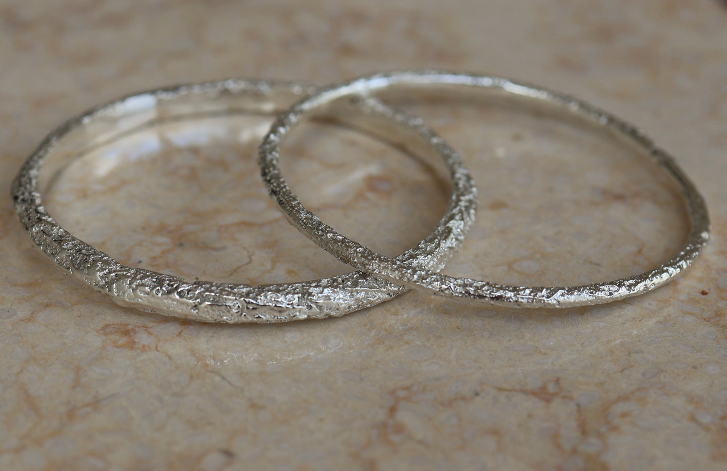 Sterling Silver Sand Bangle 6mm and 3mm - READY TO SHIP