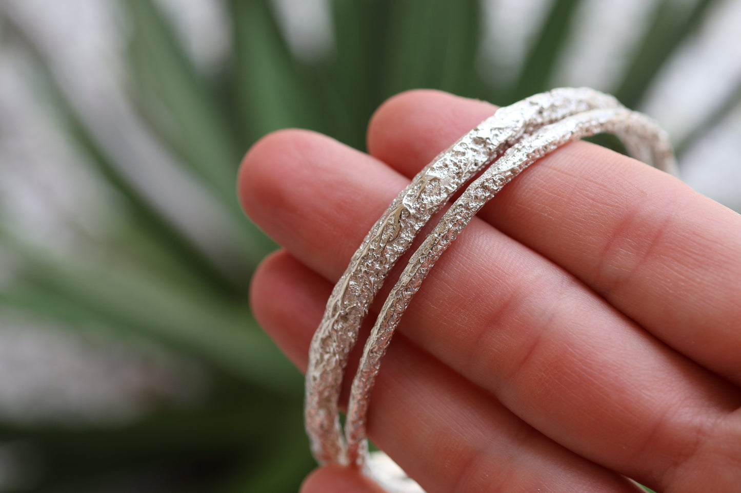 Sterling Silver Sand Bangle 6mm and 3mm - READY TO SHIP