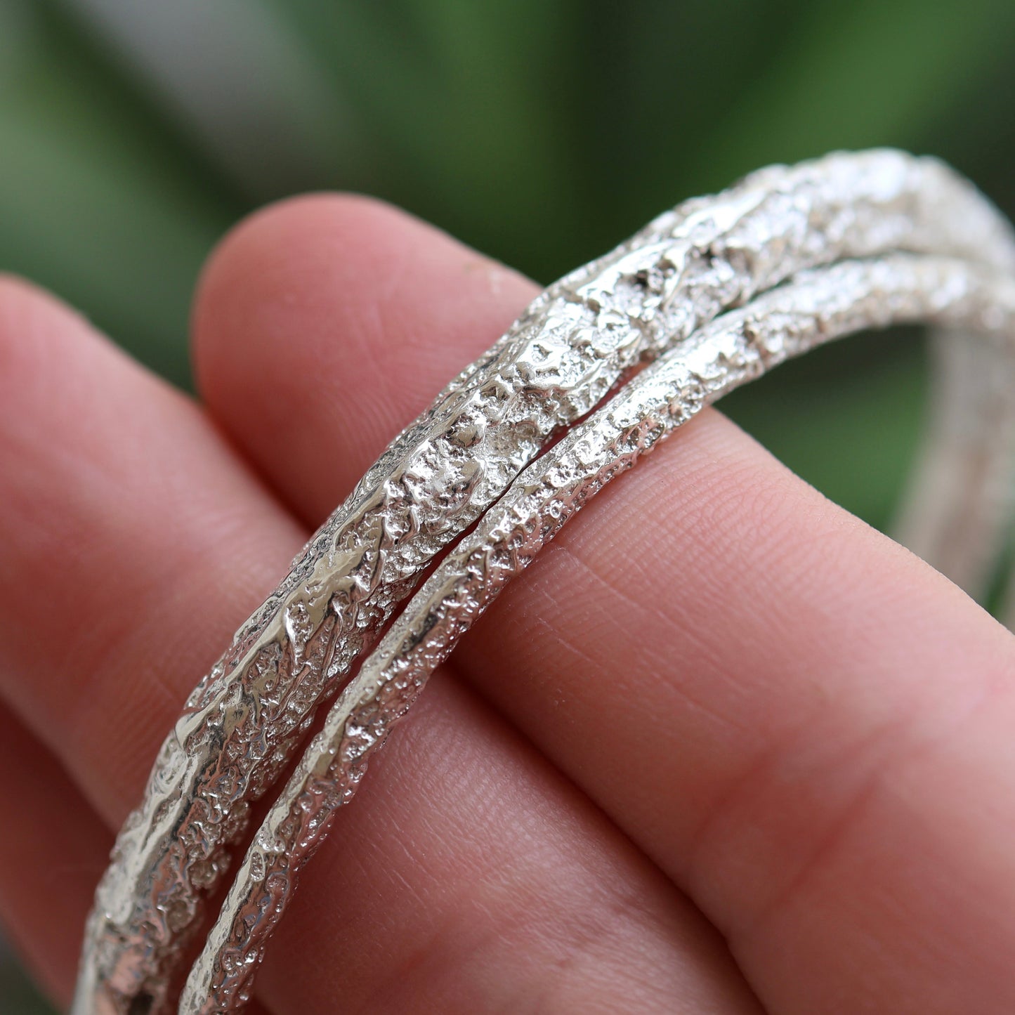 Sterling Silver Sand Bangle 6mm and 3mm - READY TO SHIP