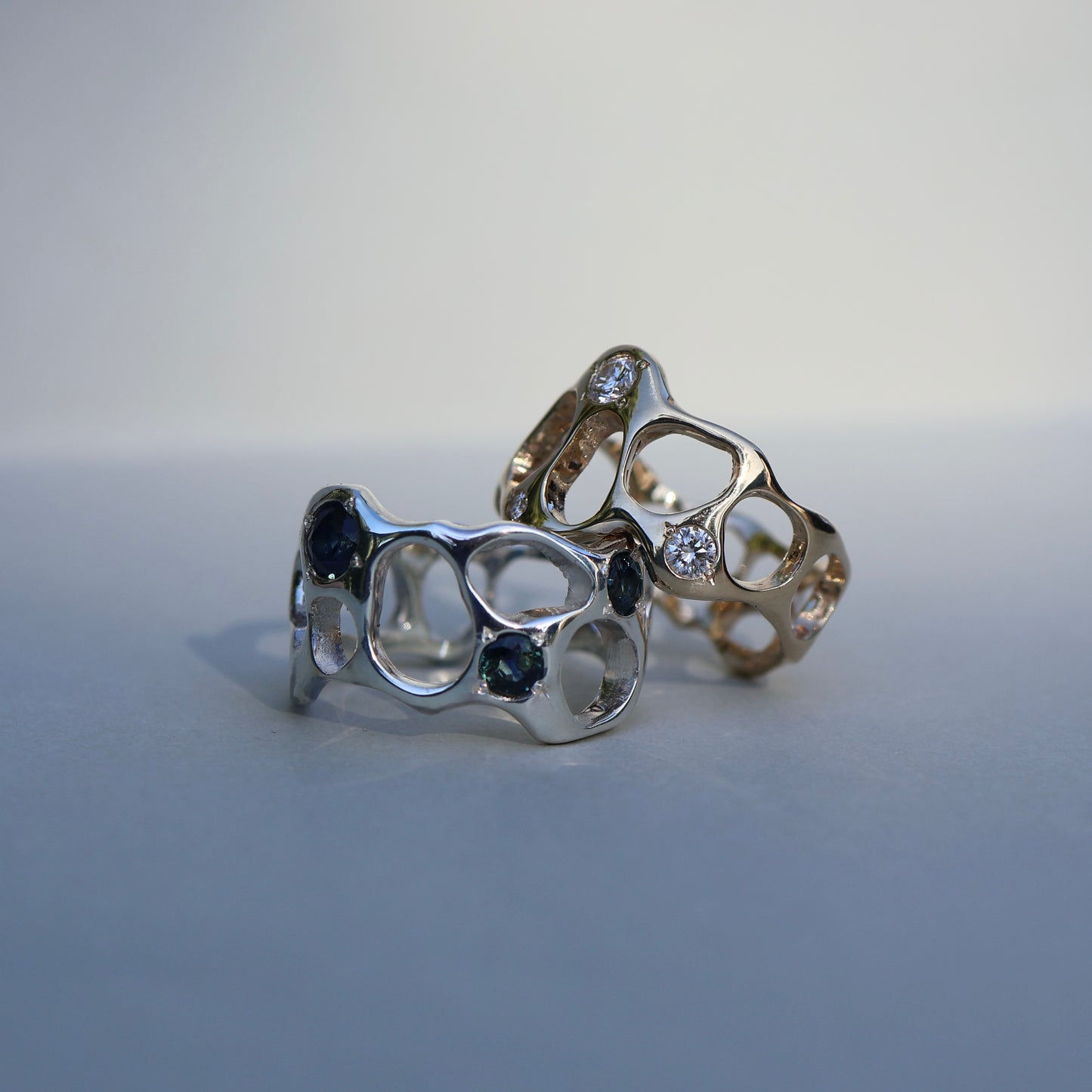 Reflections Band Silver with Sapphires- size 8