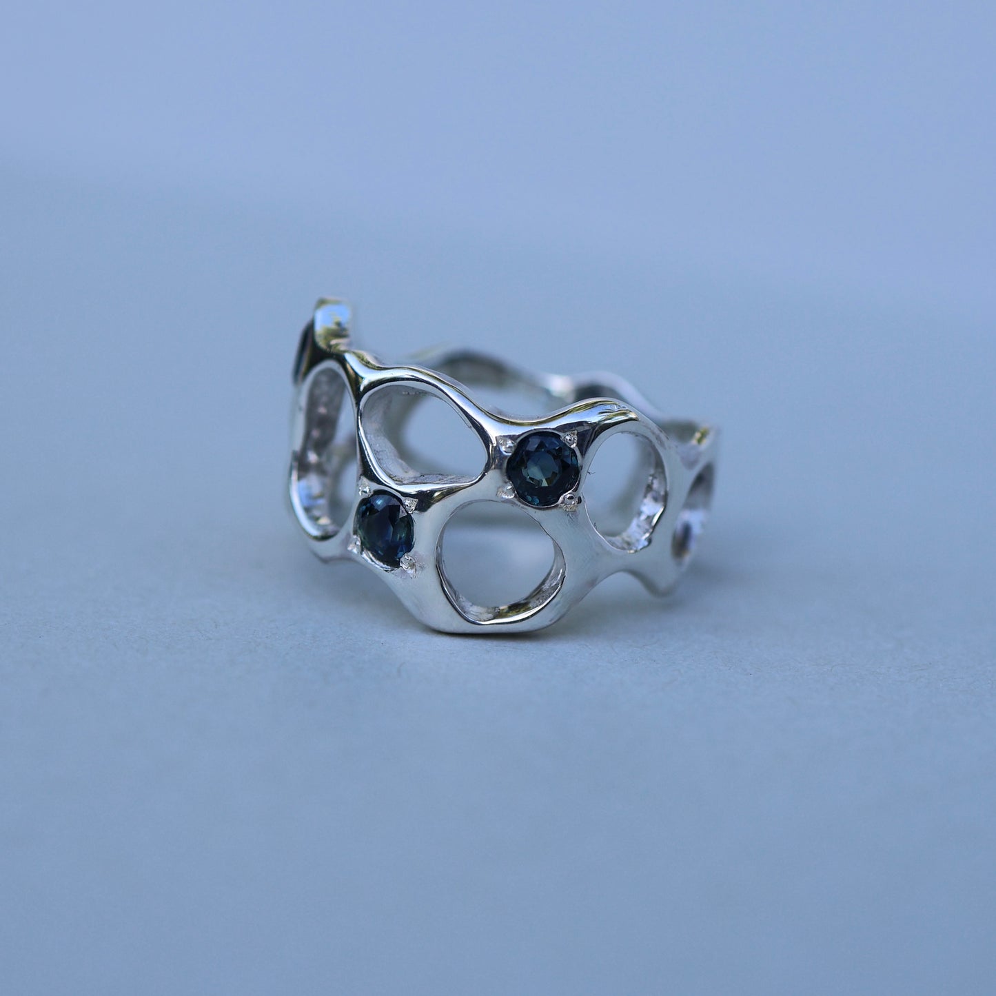 Reflections Band Silver with Sapphires- size 8