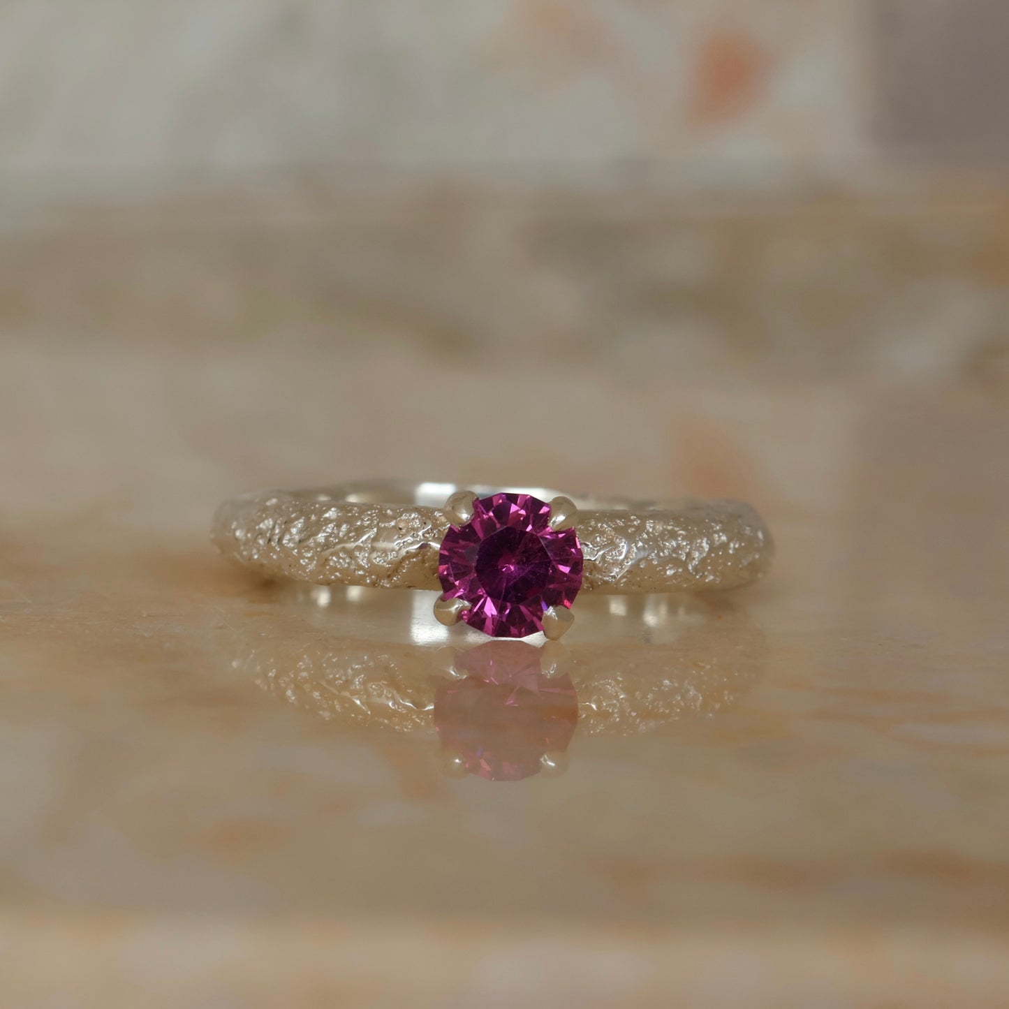 Garnet Solitair Ring - READY TO SHIP