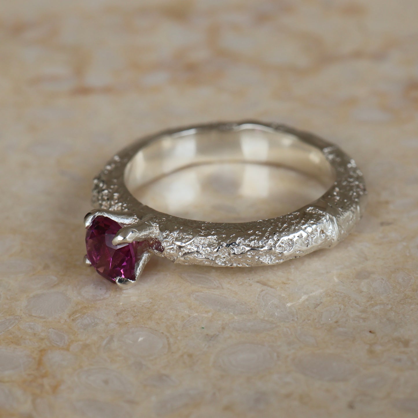 Garnet Solitair Ring - READY TO SHIP