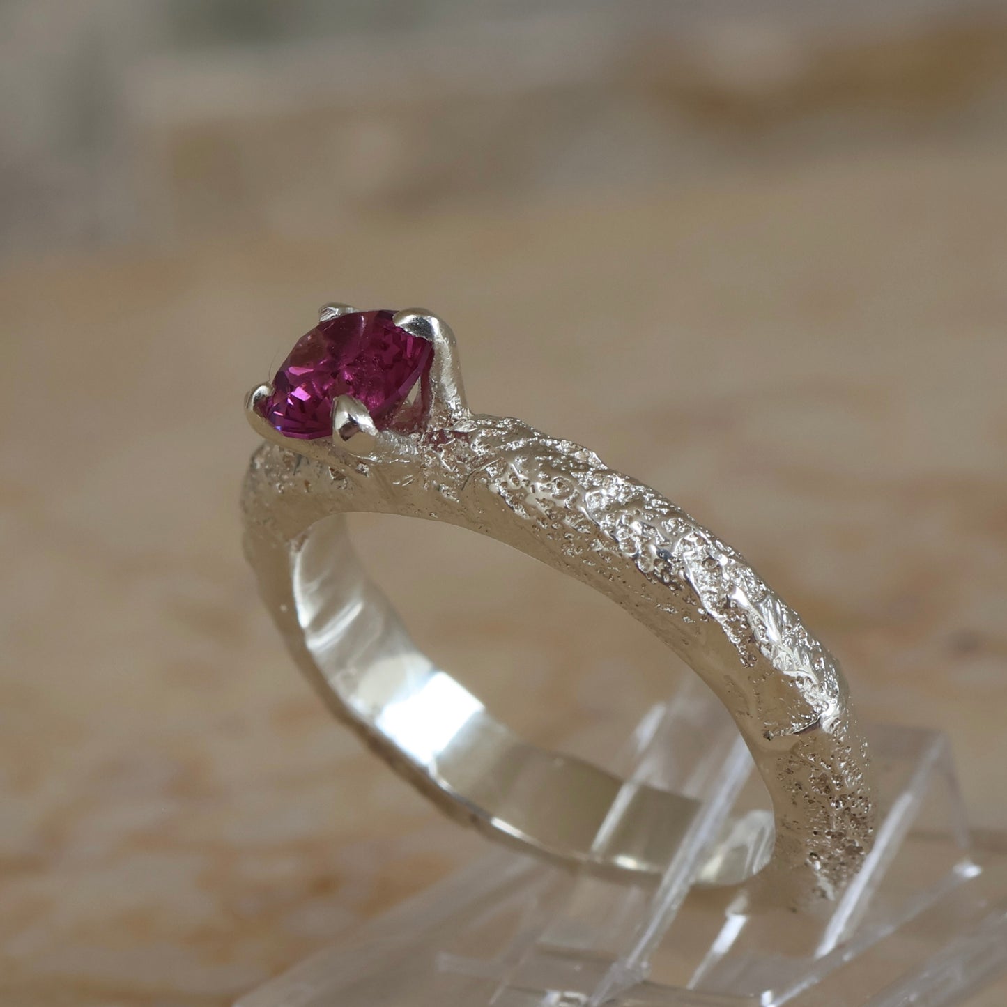 Garnet Solitair Ring - READY TO SHIP