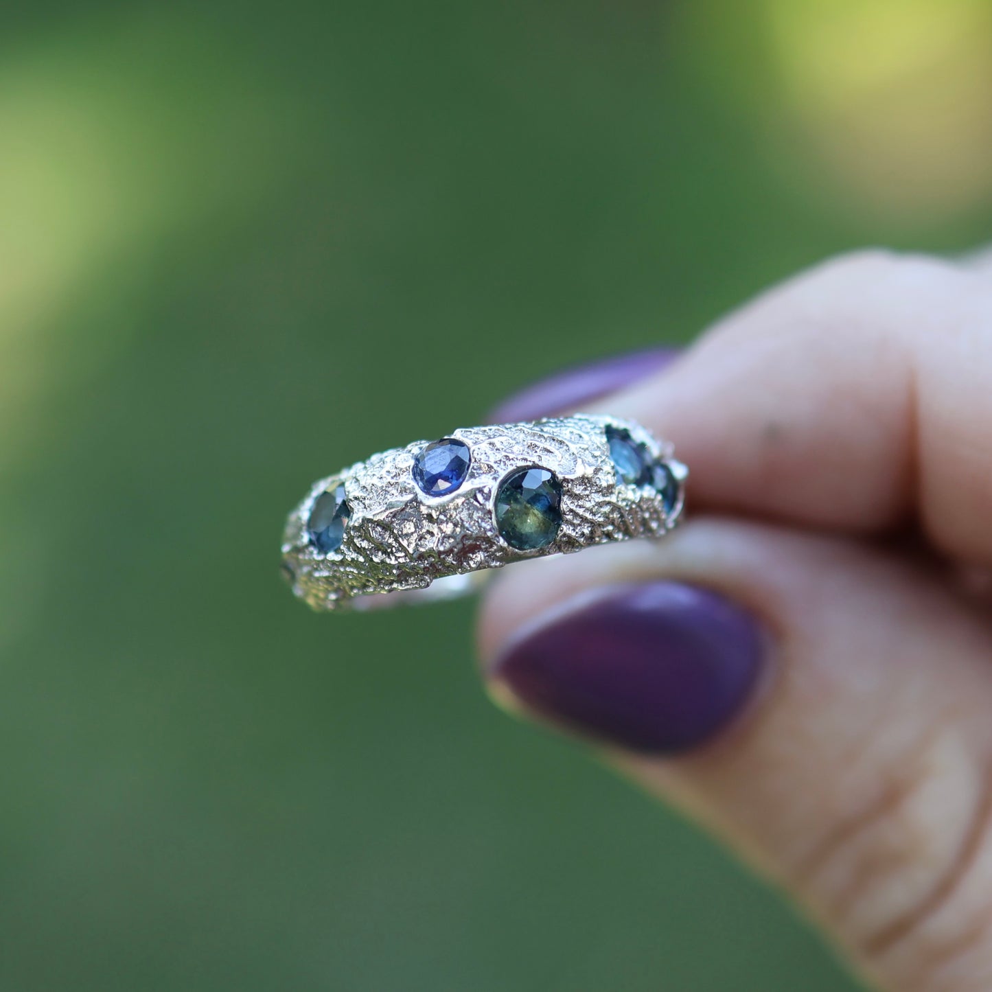 Dune Ring with Sapphires Cast in Place - 6.5